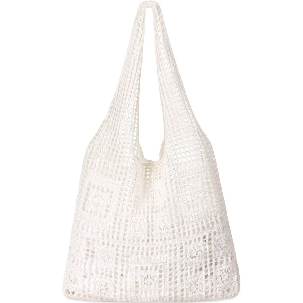 Women's Creamy Shoulder Shopping Handbag Casual Travel Totes Fold Able Bags